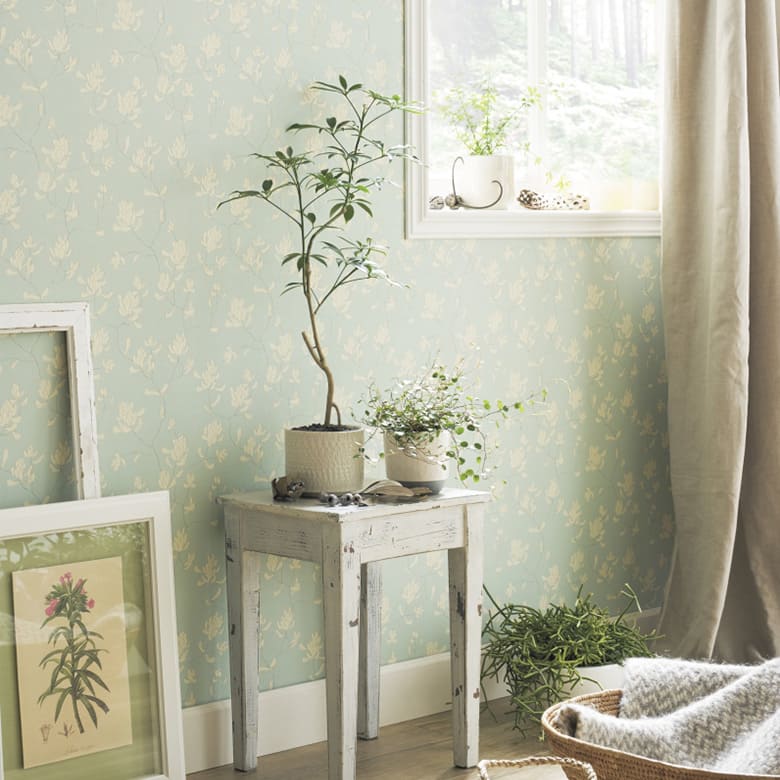 【壁紙 のり付き】 壁紙の上から貼れる壁紙 ボタニカル TWP-9087