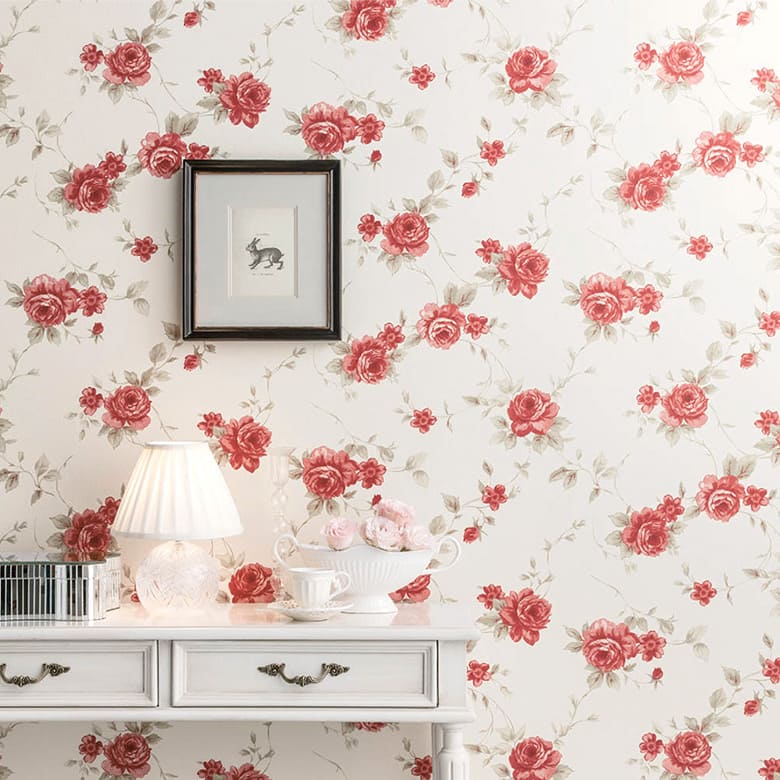 【壁紙 のりなし】 はがせる粉のりで賃貸OK 花柄 BB-2721