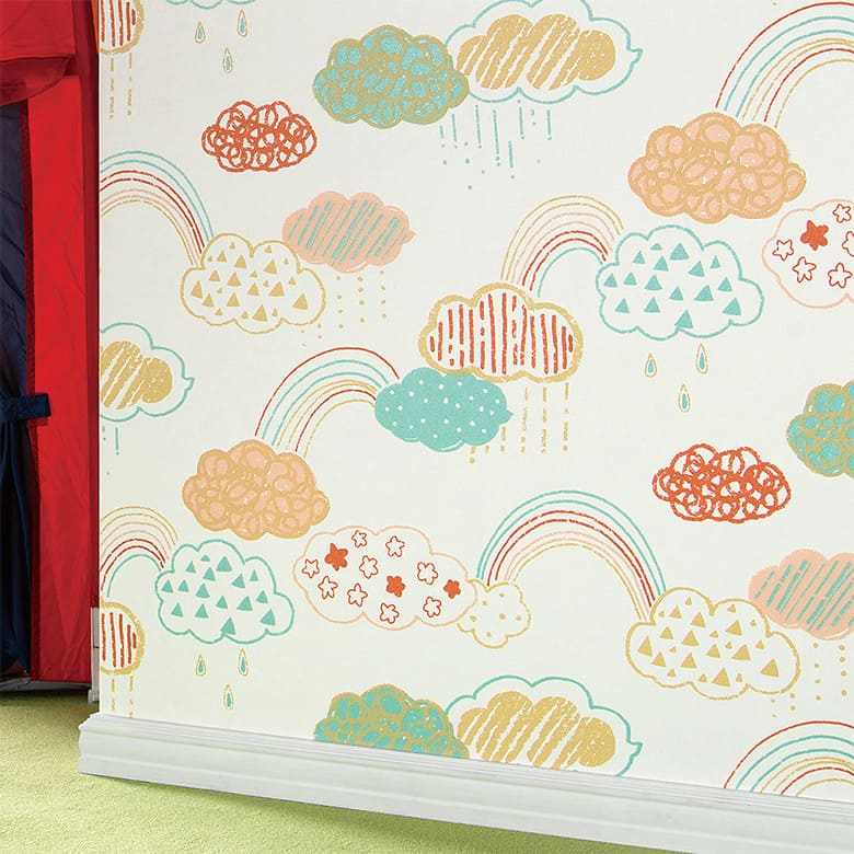 【壁紙 のりなし】 両面テープで賃貸OK 虹 BB-2685